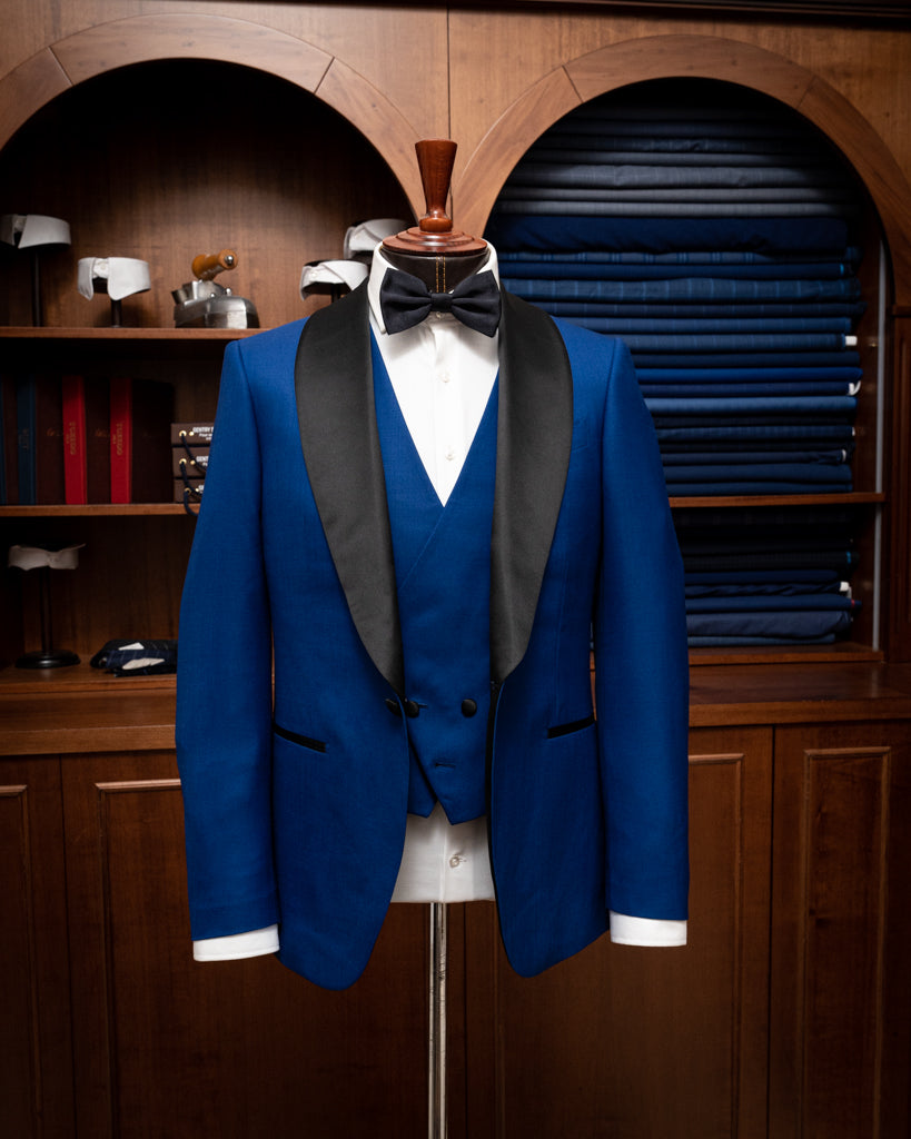 Smoking Donatello Blu Navy con Raso Nero