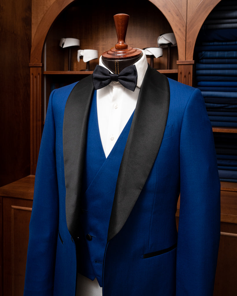 Smoking Donatello Blu Navy con Raso Nero