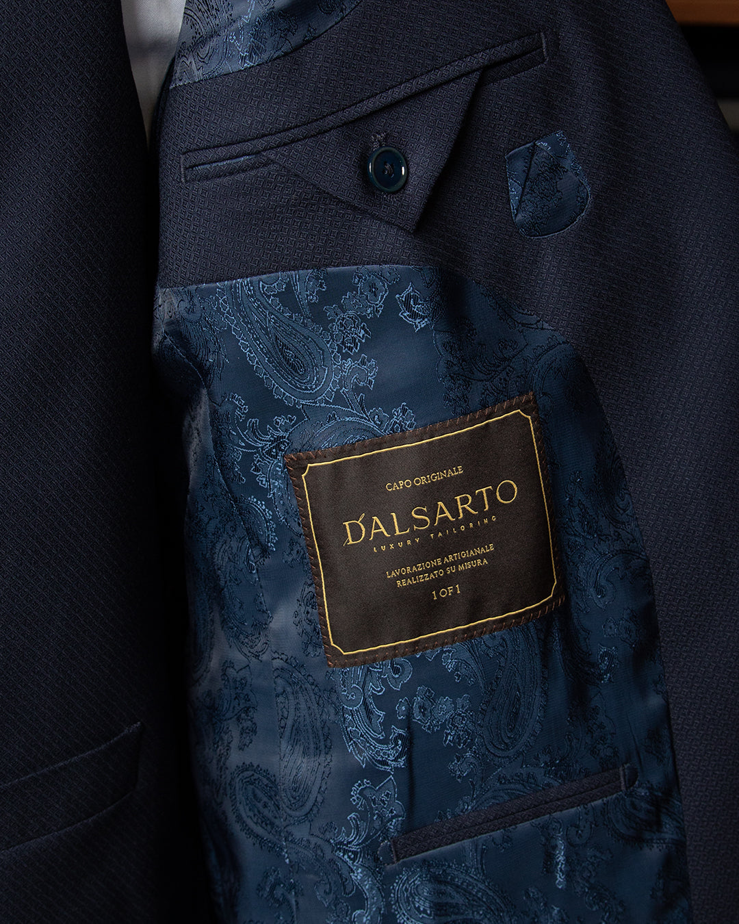 Abito Modernico Blu Micro Trama in Jacquard con Gilet