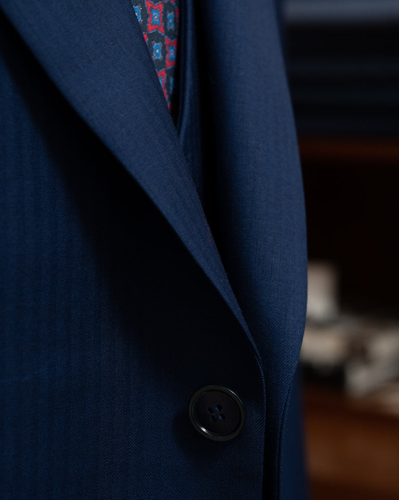 Giotto Herringbone Royal Blue suit with Vest