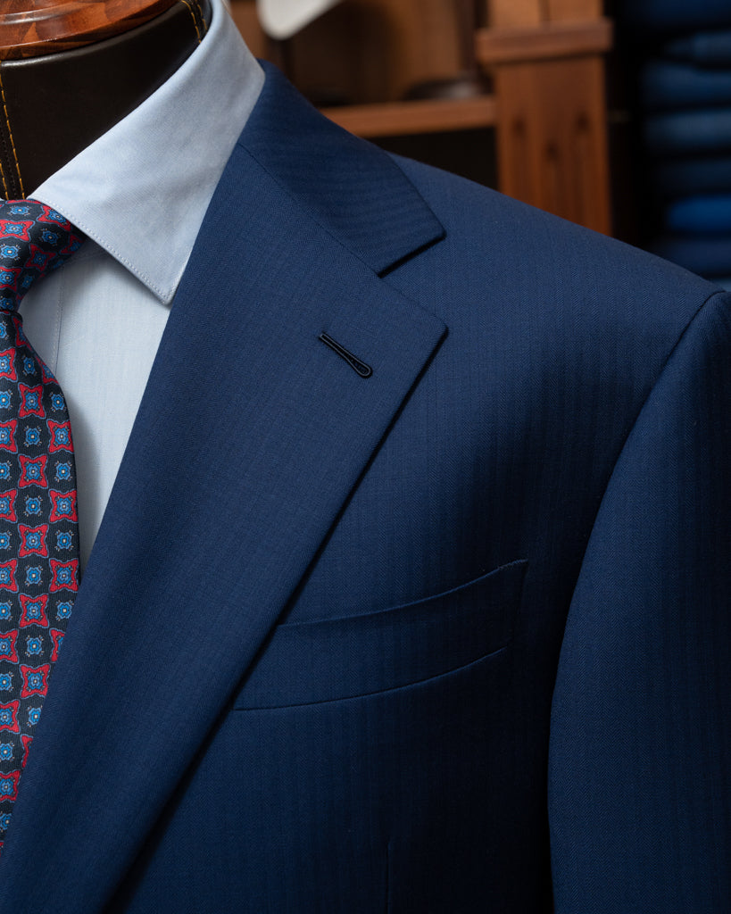 Giotto Herringbone Royal Blue suit with Vest