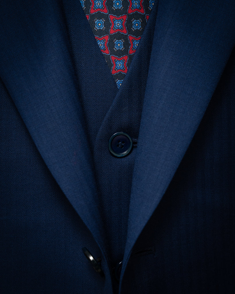 Giotto Herringbone Royal Blue suit with Vest