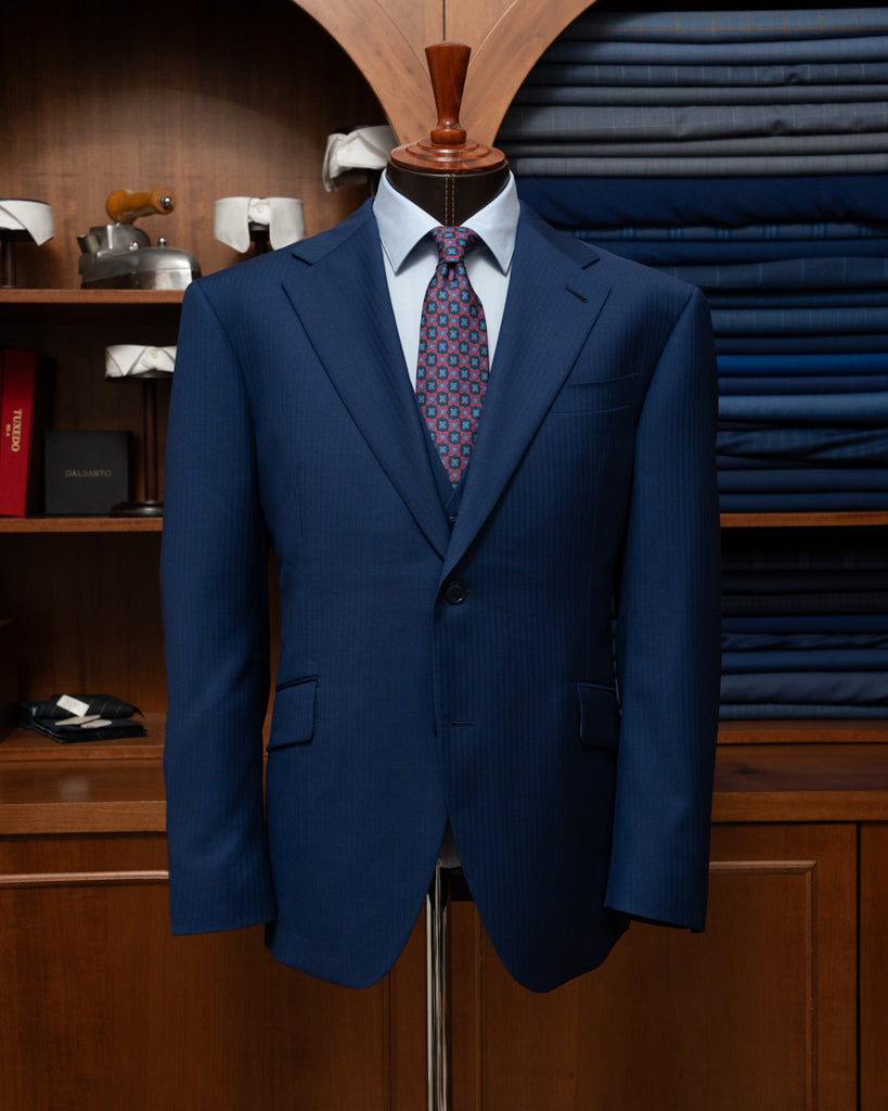 Giotto Herringbone Royal Blue suit with Vest