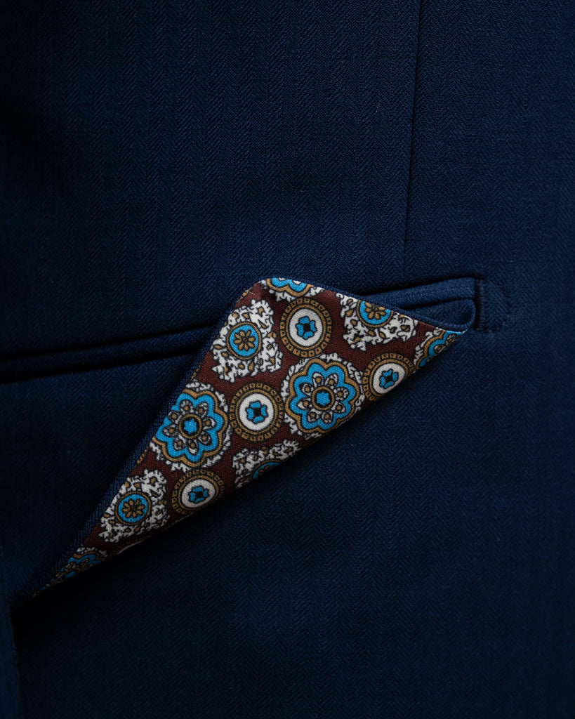 Giotto Herringbone Royal Blue suit with Vest