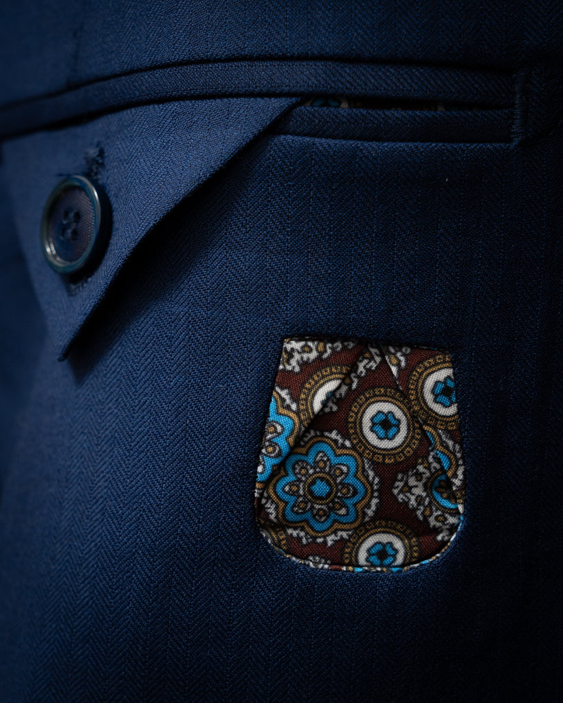 Giotto Herringbone Royal Blue suit with Vest