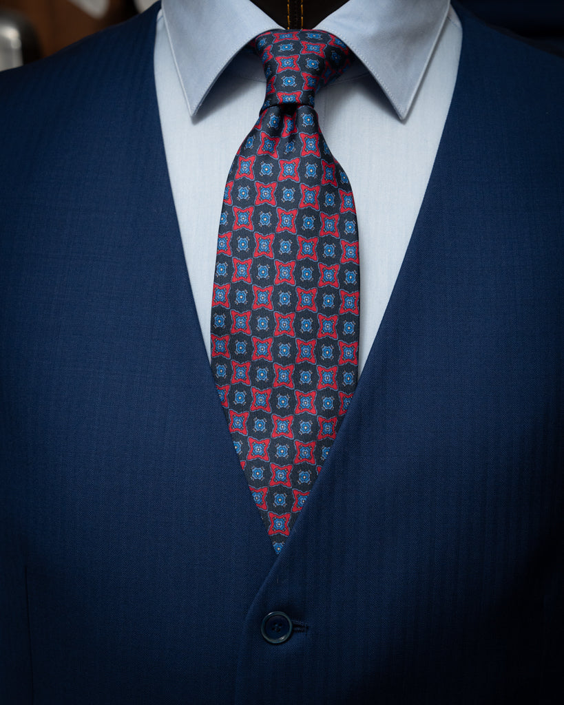 Giotto Herringbone Royal Blue suit with Vest