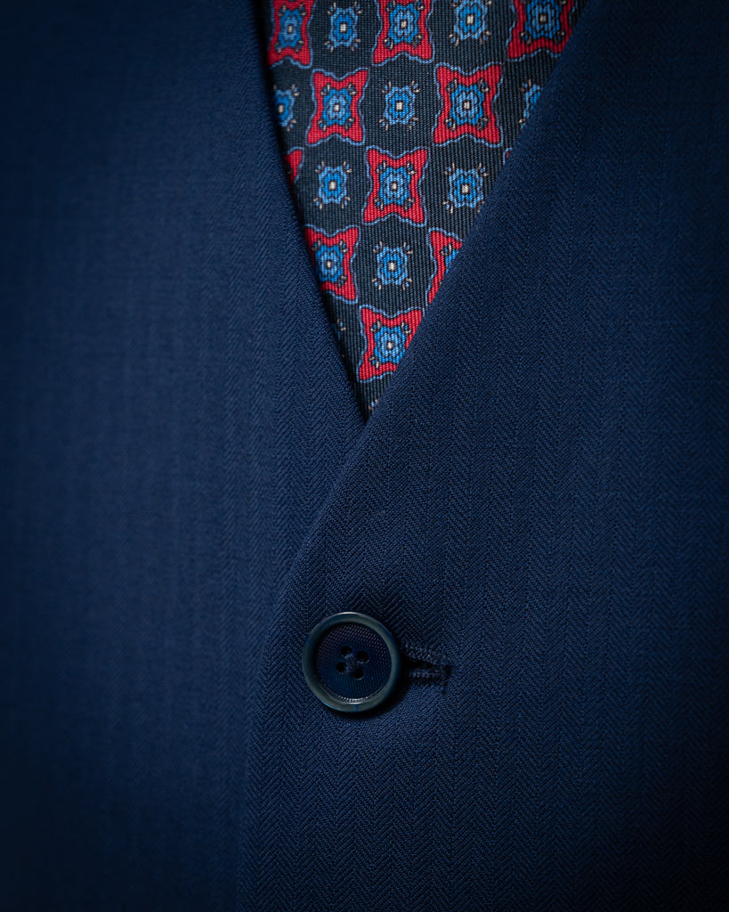 Giotto Herringbone Royal Blue suit with Vest