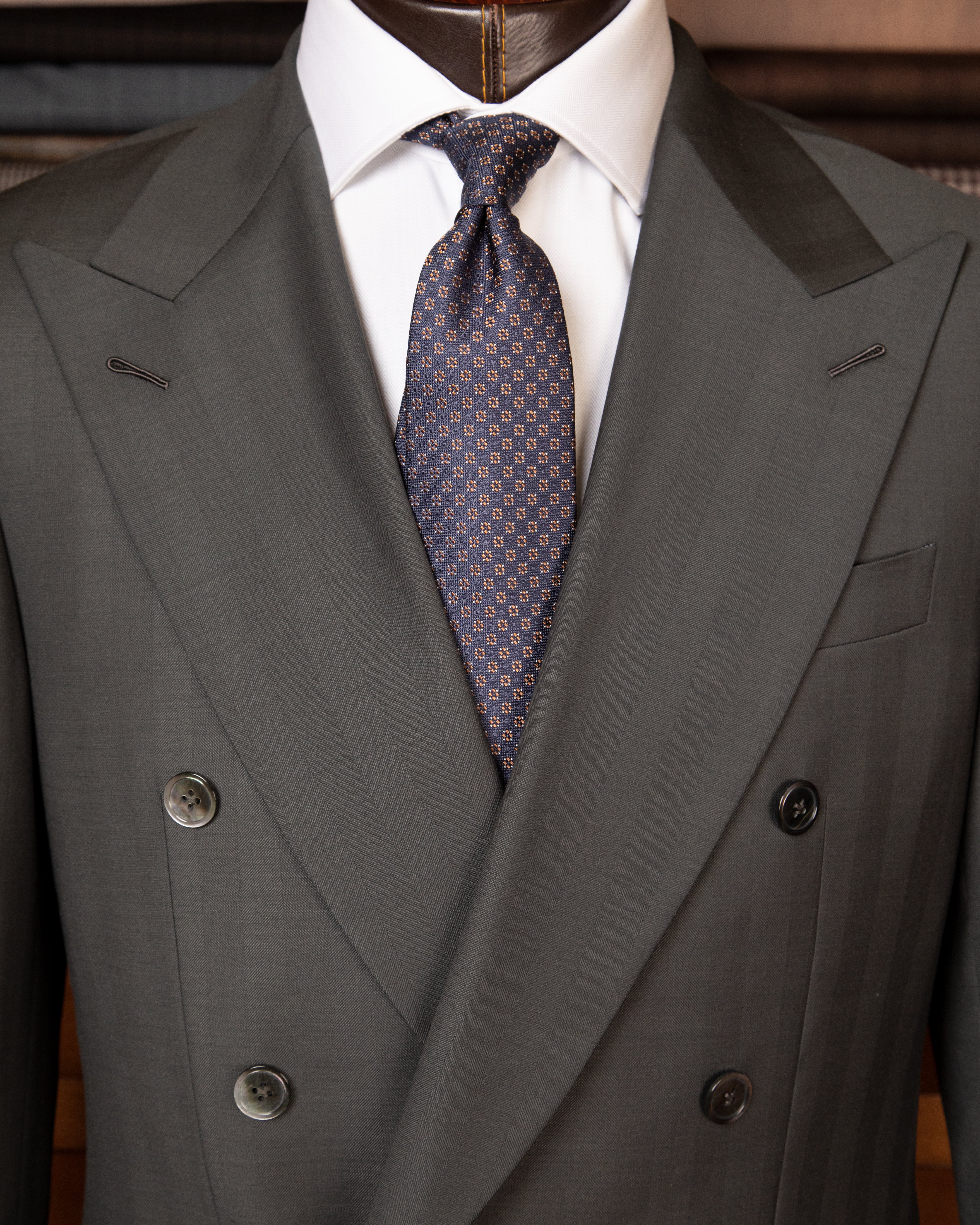 Canova Green Herringbone Suit