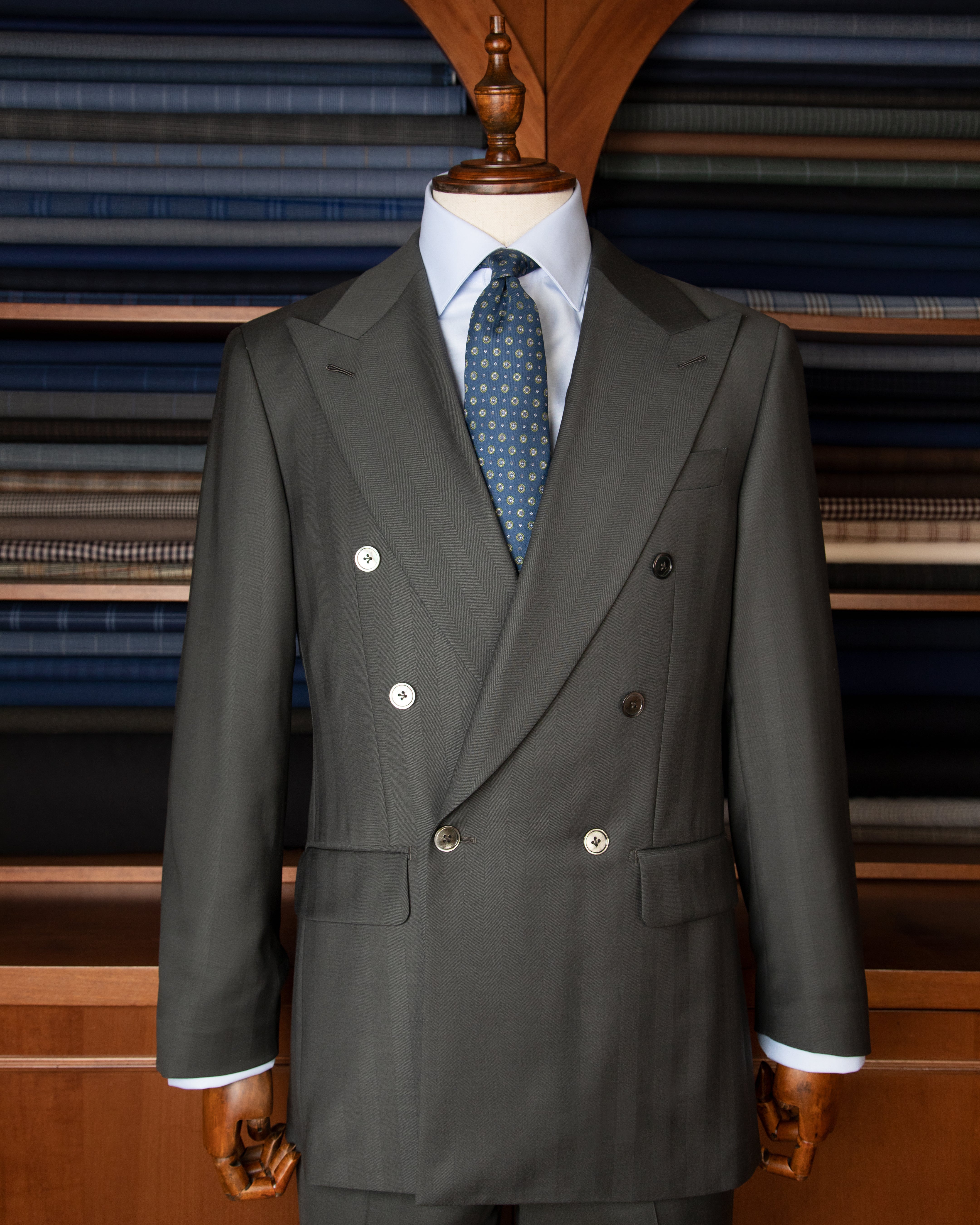 Canova Green Herringbone Suit