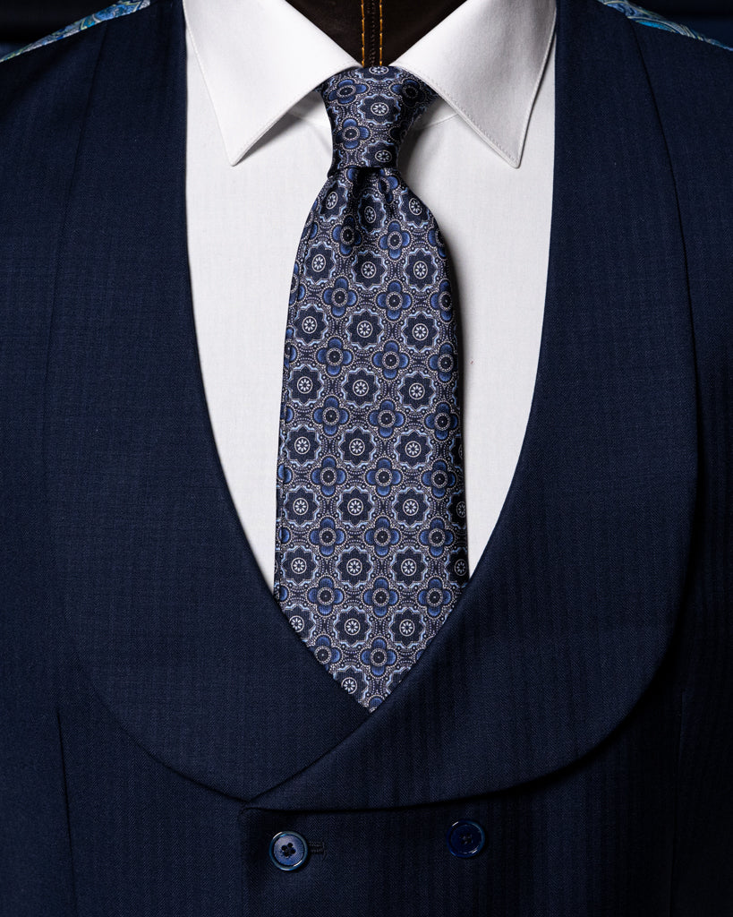 Gilet Blu Spinato Doppiopetto