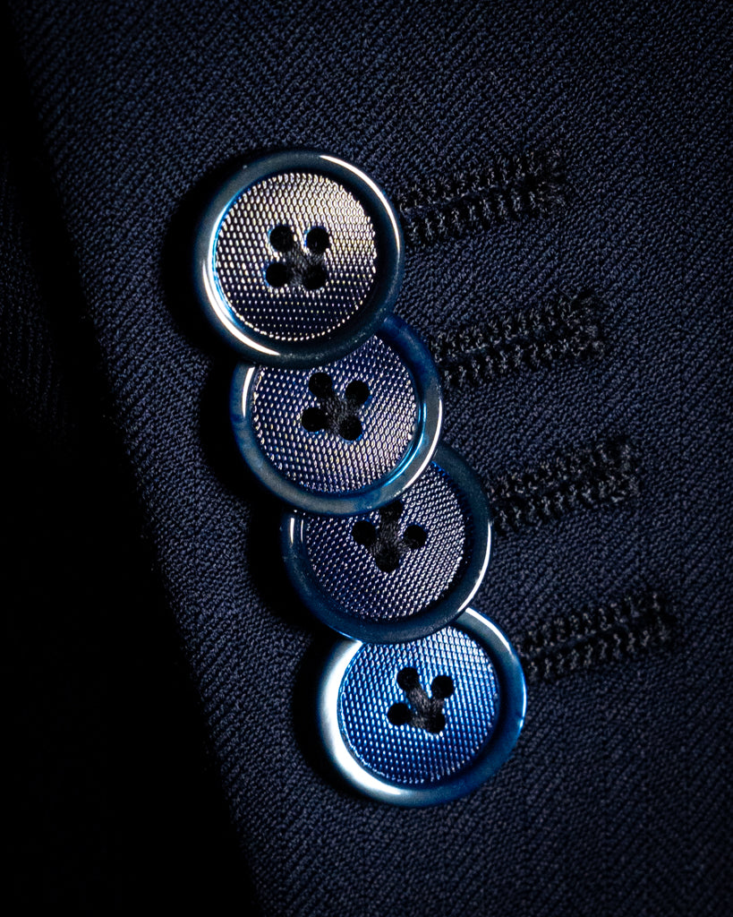 Bernini Three Piece Blue Herringbone Suit