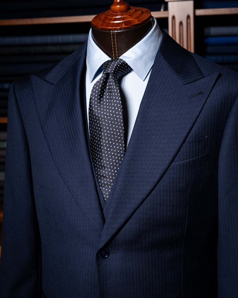 Bernini Three Piece Blue Herringbone Suit