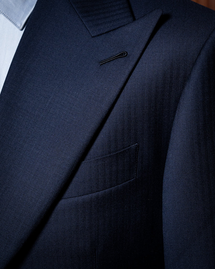 Bernini Three Piece Blue Herringbone Suit