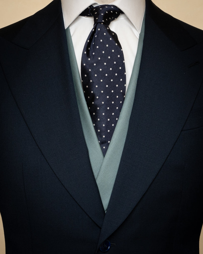 Abito Bernini Cerimonia Blu con Gilet Verde Acqua