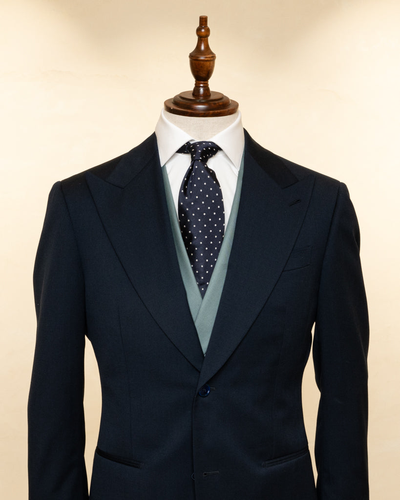 Abito Bernini Cerimonia Blu con Gilet Verde Acqua