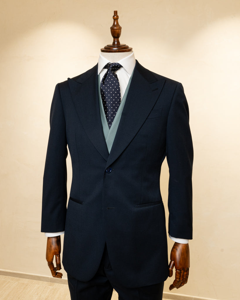 Abito Bernini Cerimonia Blu con Gilet Verde Acqua