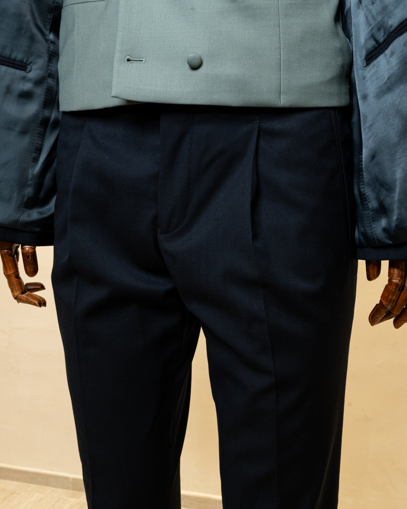 Abito Bernini Cerimonia Blu con Gilet Verde Acqua