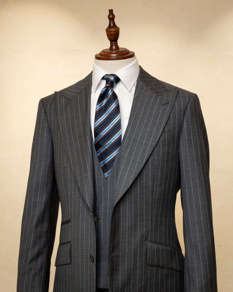 Bernini Grey Pinstripe Suit with Vest