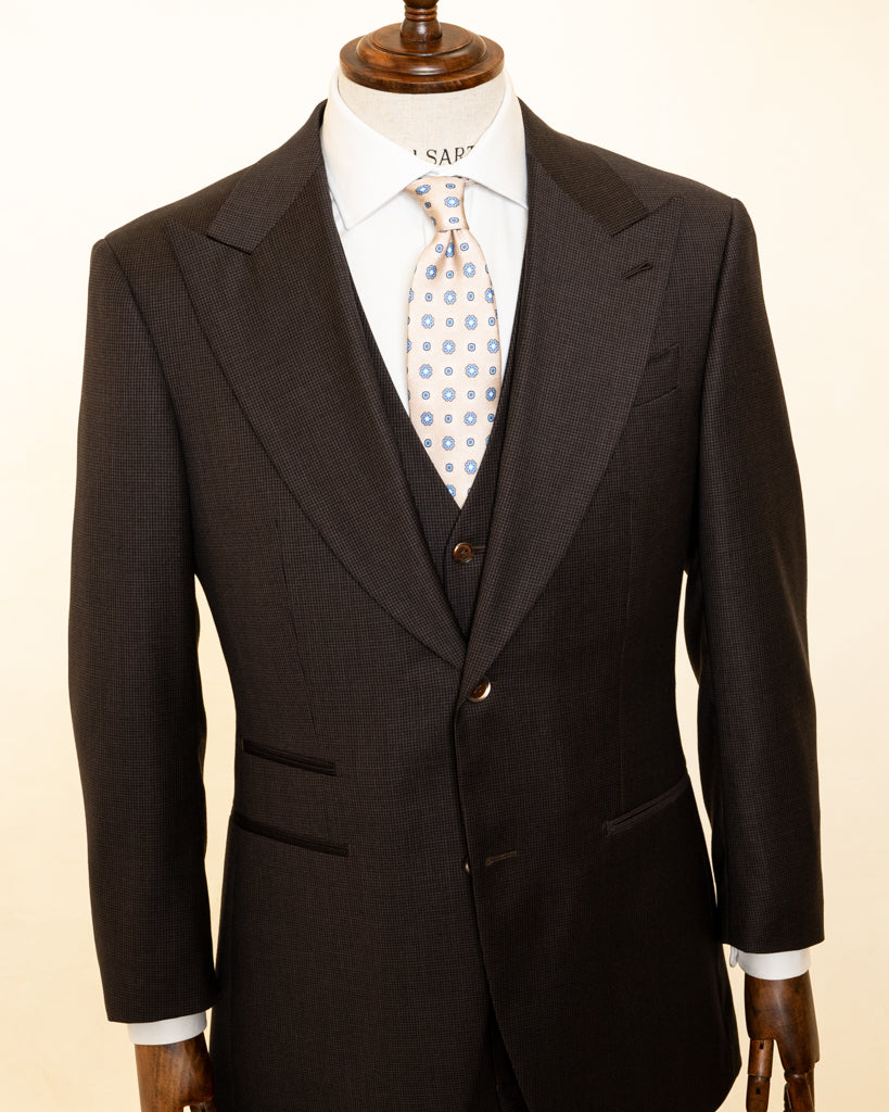 Abito Bernini Pied de Poule Marrone con Gilet