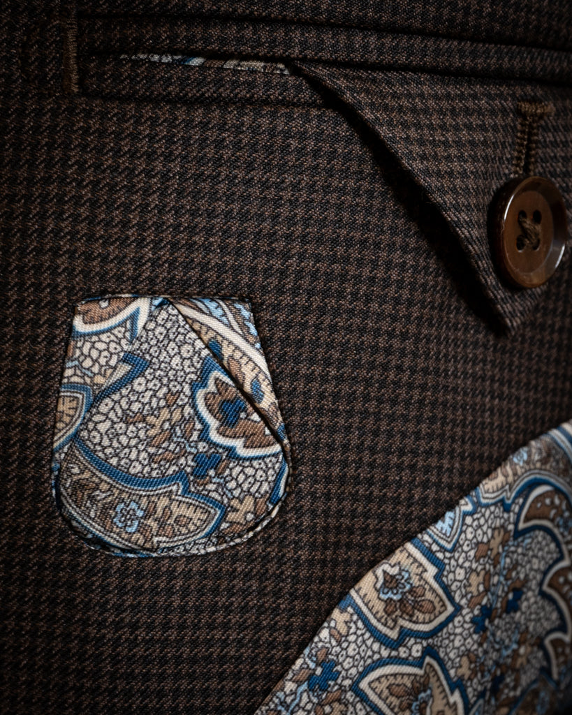 Abito Bernini Pied de Poule Marrone con Gilet