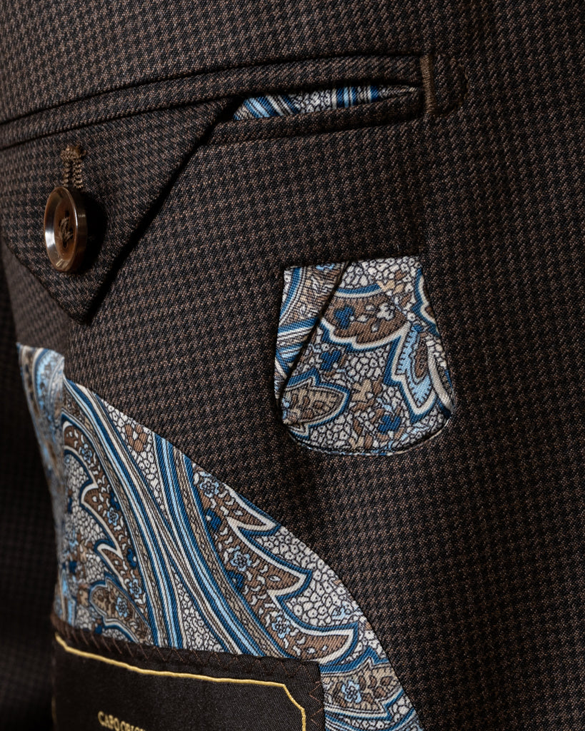 Abito Bernini Pied de Poule Marrone con Gilet