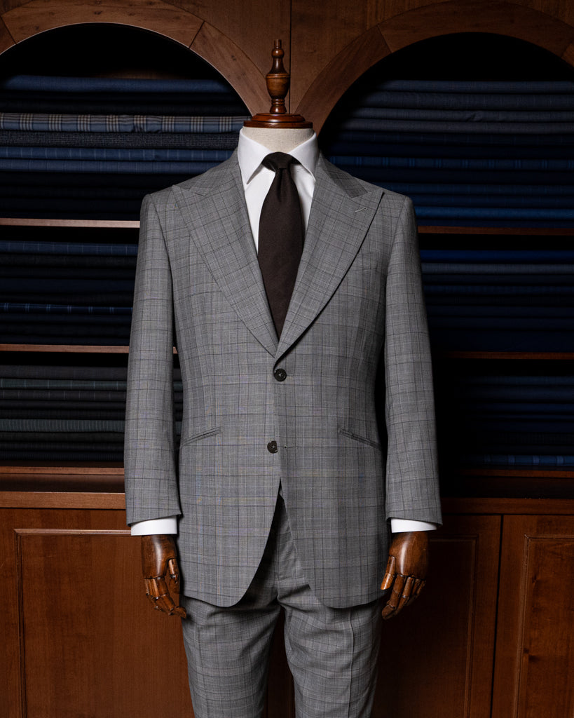 Grey Abito Principe Di Galles Bernini Piece Glencheck Grey Suit