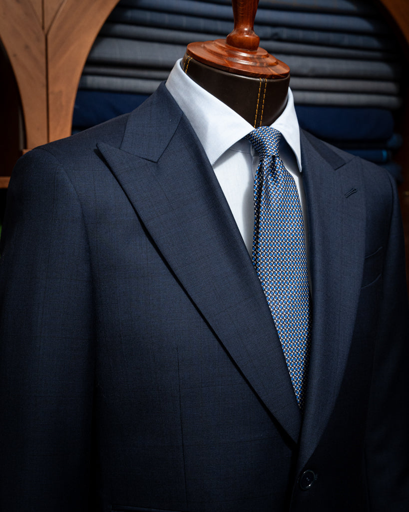 Bernini Glencheck Blue Suit with Checked Texture