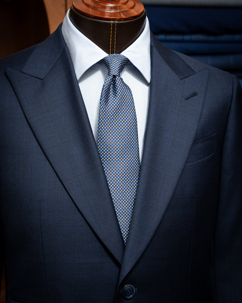 Bernini Glencheck Blue Suit with Checked Texture