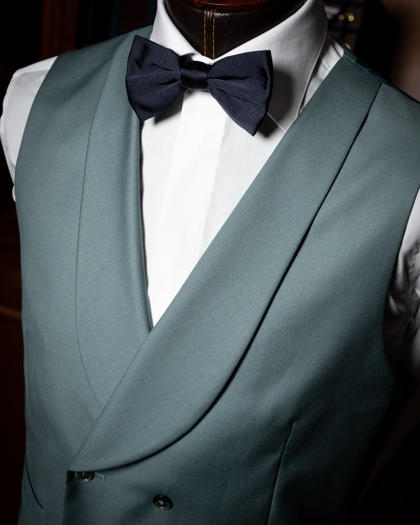 Abito Bernini Blu Dalsarto con Gilet Verde Salvia