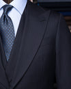 Navy Blue Pinstripe Suit with Light Blue Stripes