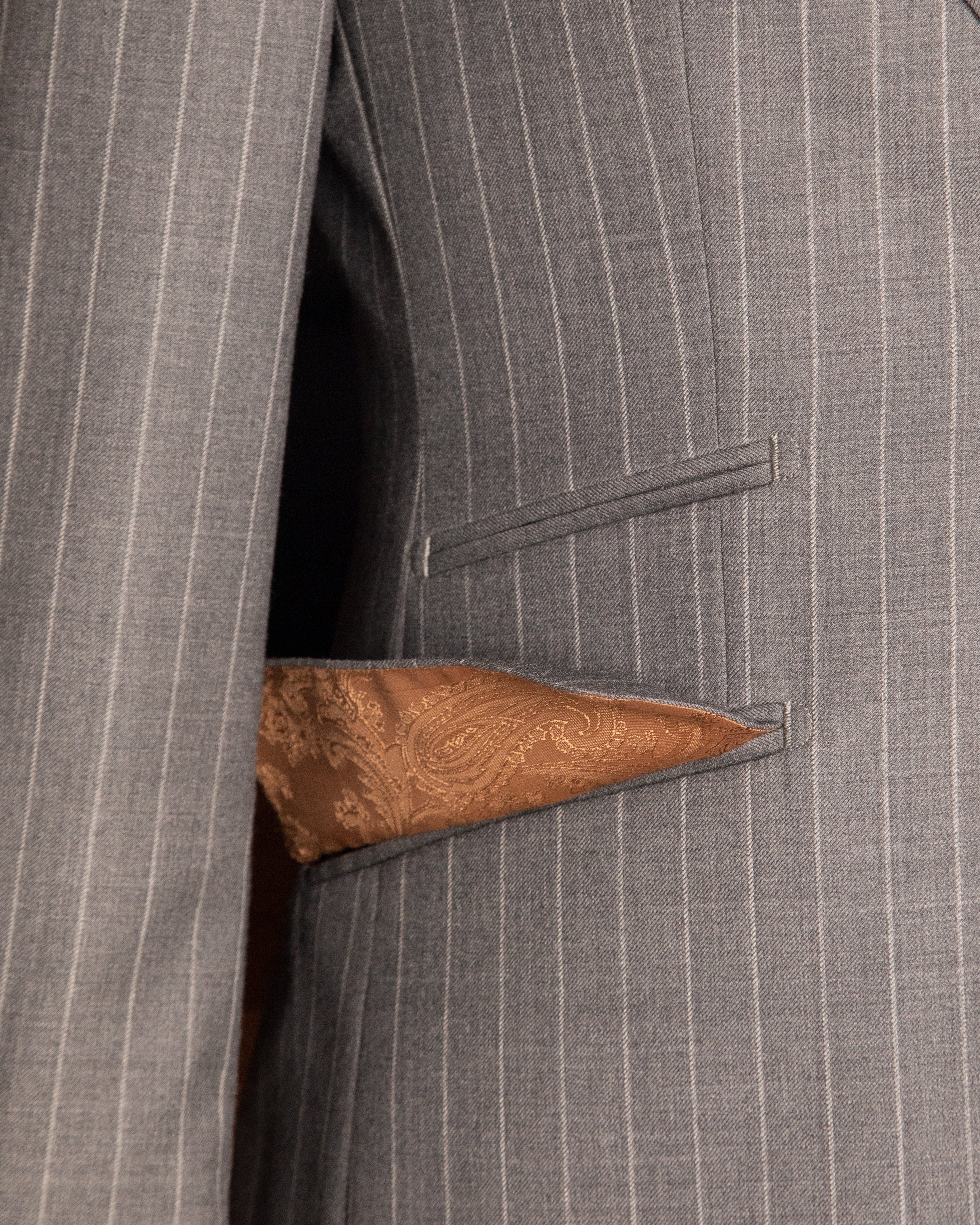 Bernini Grey Pinstripe Suit With Vest