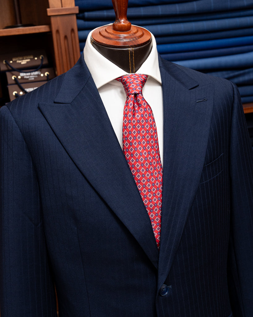 Abito Bernini Gessato Tono su Tono Blu Pavone