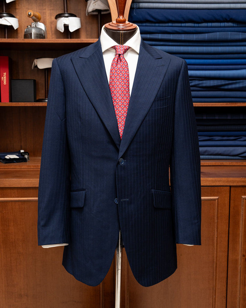 Abito Bernini Gessato Tono su Tono Blu Pavone