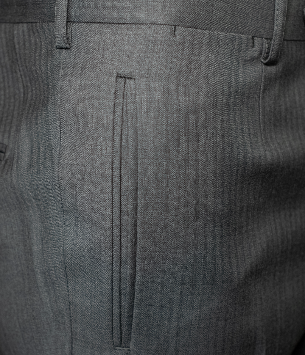 Bernini Light Grey Herringbone Suit with Vest