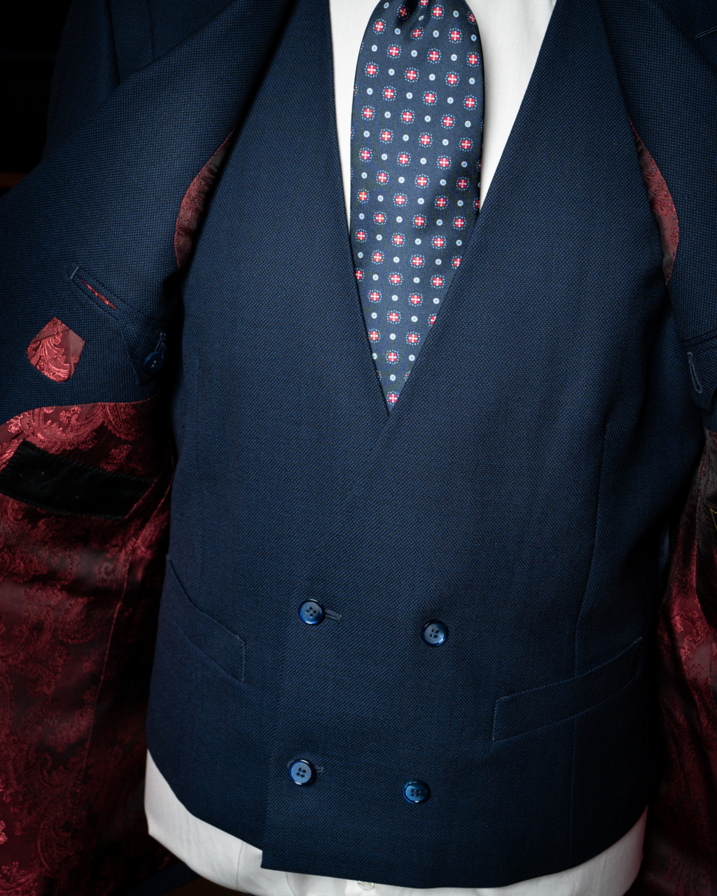 Bernini Partridge's Eye Navy Blue Suit with Waistcoat