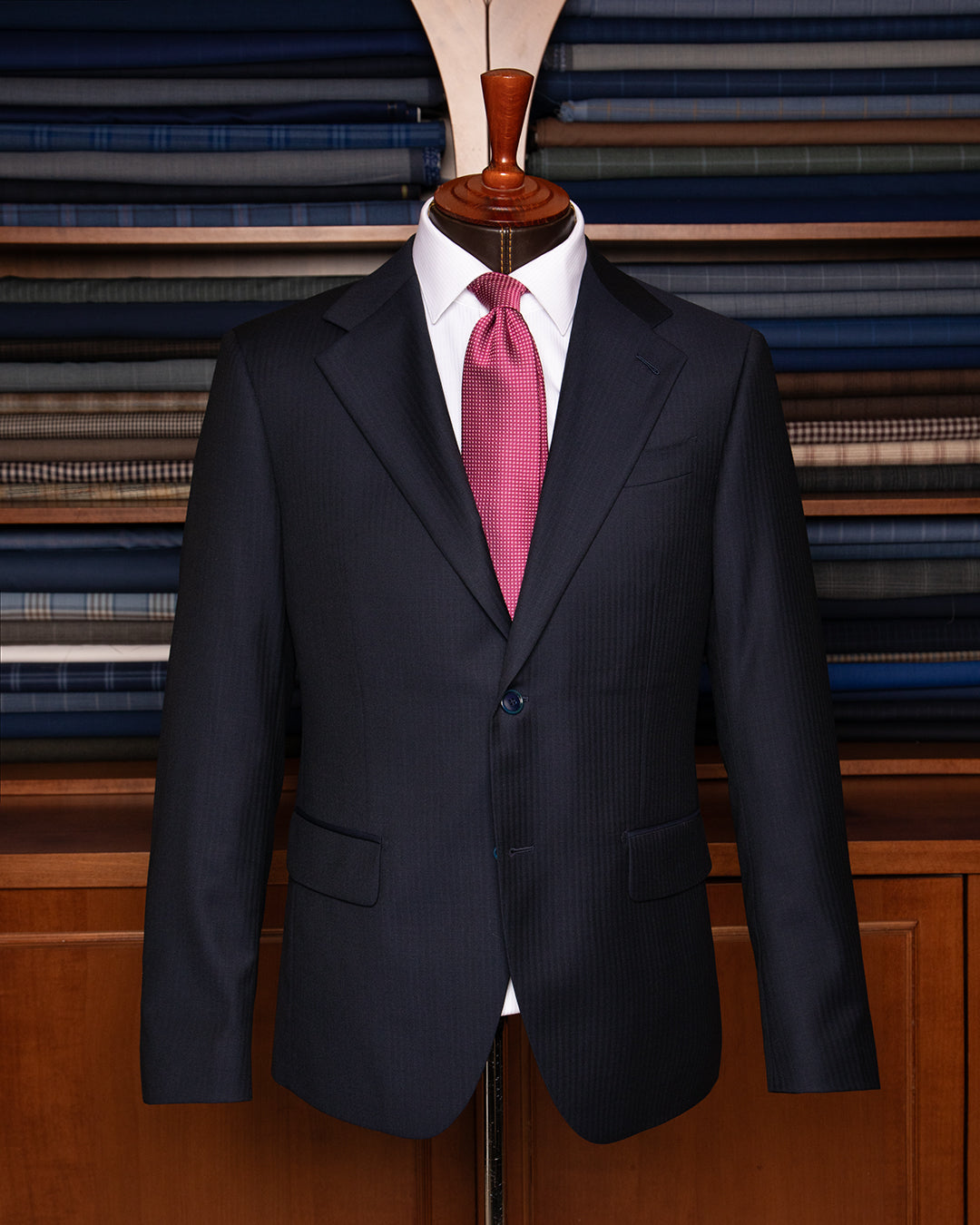 Giotto Dark Blue Herringbone Dress