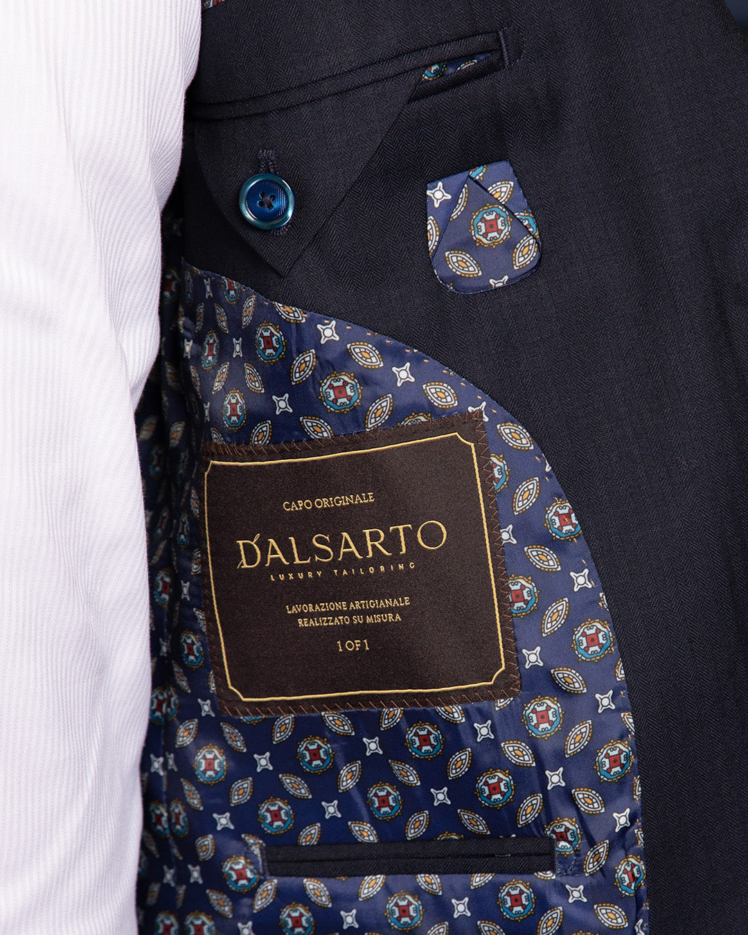 Giotto Dark Blue Herringbone Dress