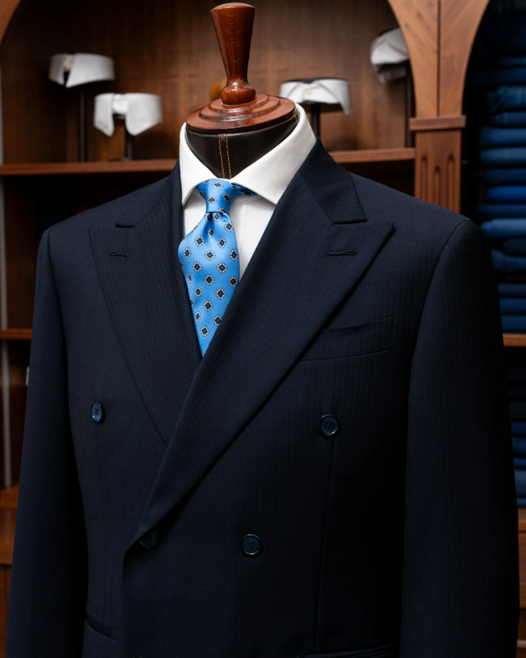 Abito Canova Blu Scuro Spinato