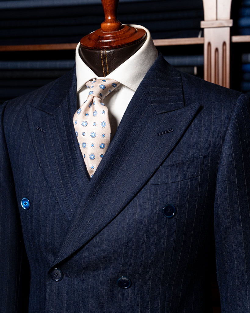 Canova Blue Herringbone Pinstripe Suit
