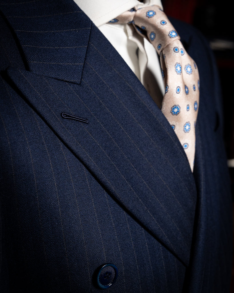 Canova Blue Herringbone Pinstripe Suit