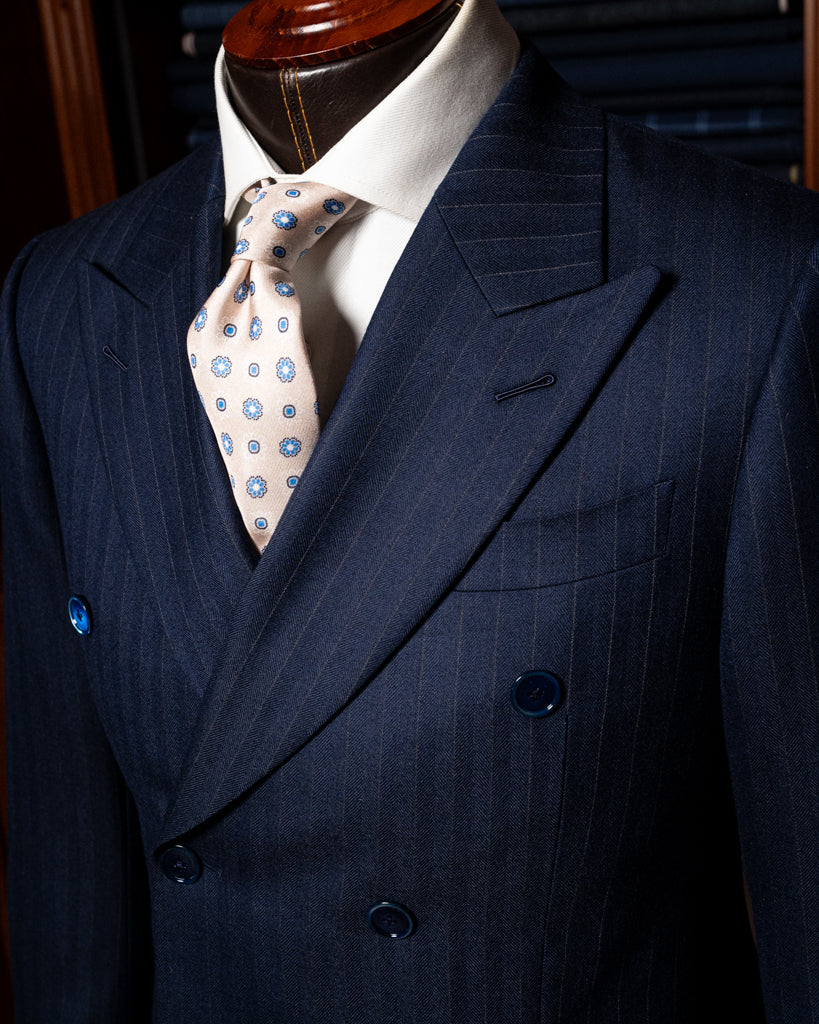 Canova Blue Herringbone Pinstripe Suit