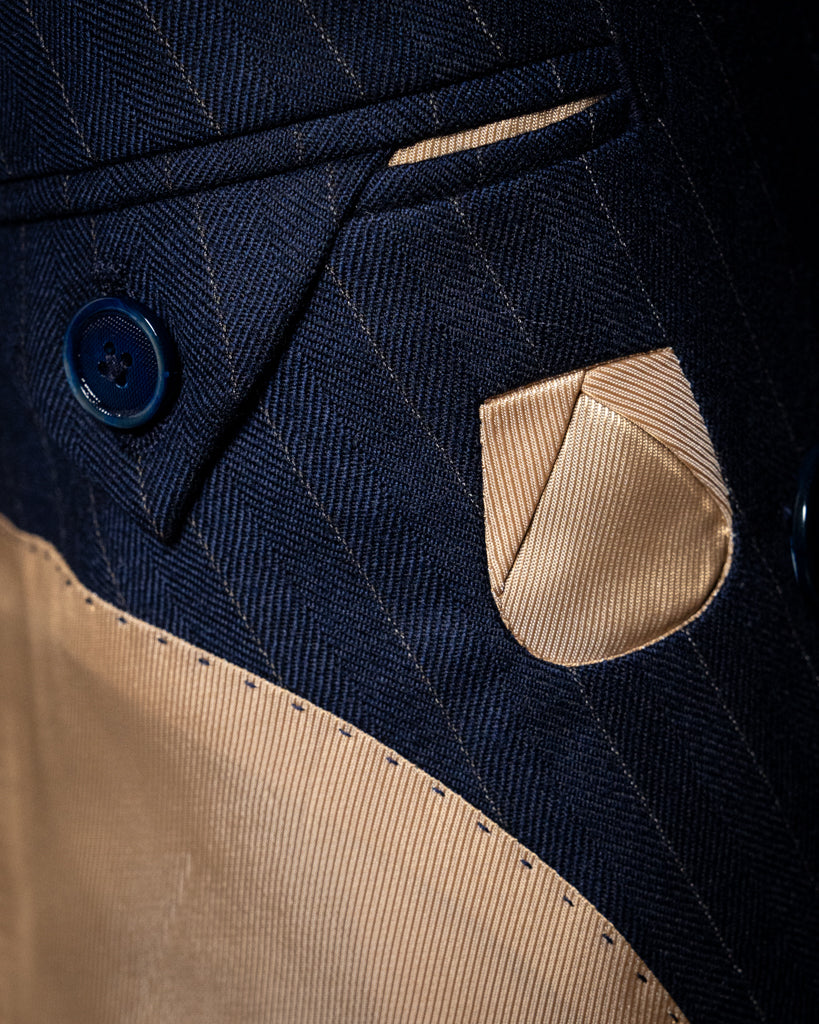 Canova Blue Herringbone Pinstripe Suit