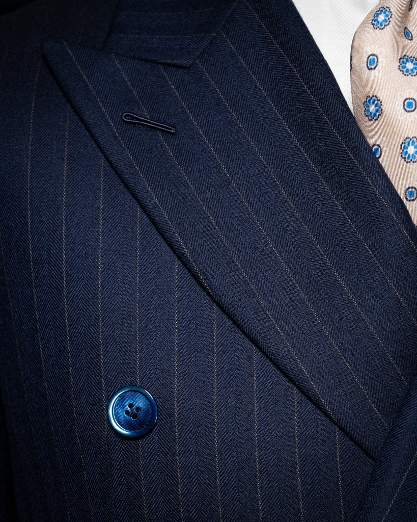 Canova Blue Herringbone Pinstripe Suit