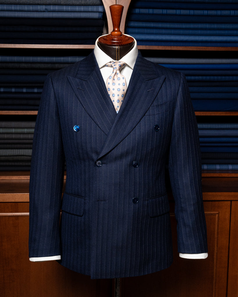 Canova Blue Herringbone Pinstripe Suit