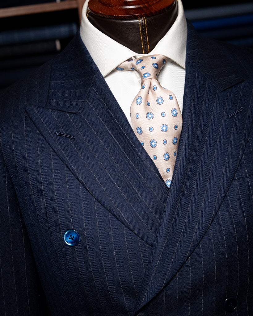 Canova Blue Herringbone Pinstripe Suit