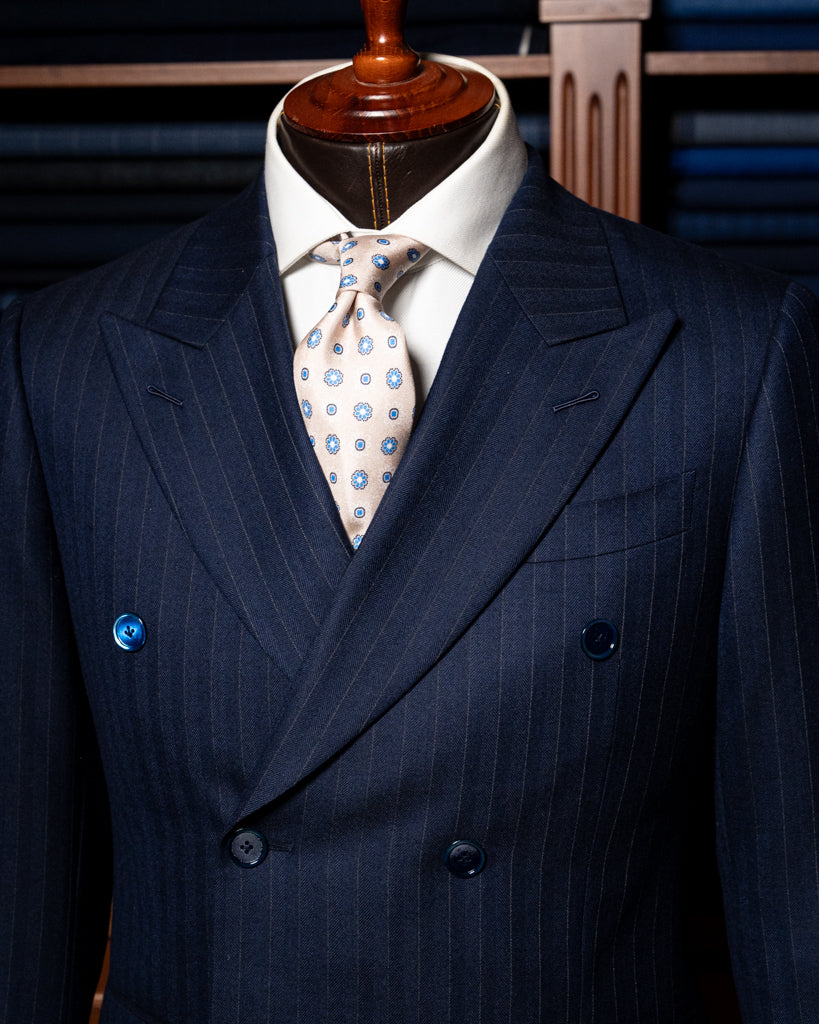 Canova Blue Herringbone Pinstripe Suit