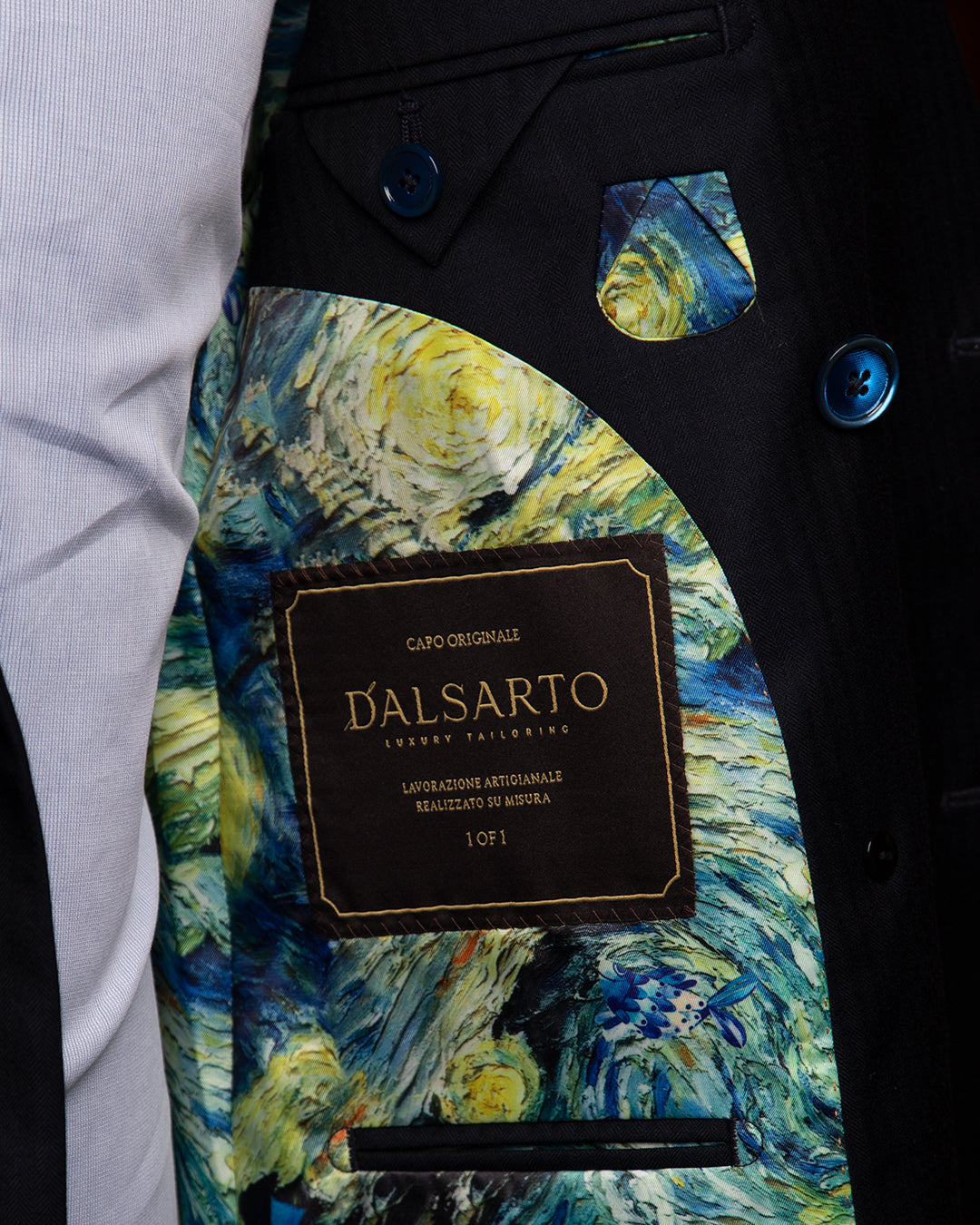 Abito Canova Doppiopetto Blu Scuro Spinato