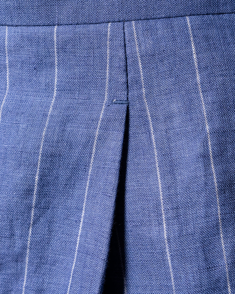 Abito Canova Gessato Blu Chiaro Lino Sfoderato