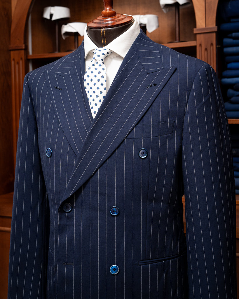 Abito Canova Gessato Blu Navy