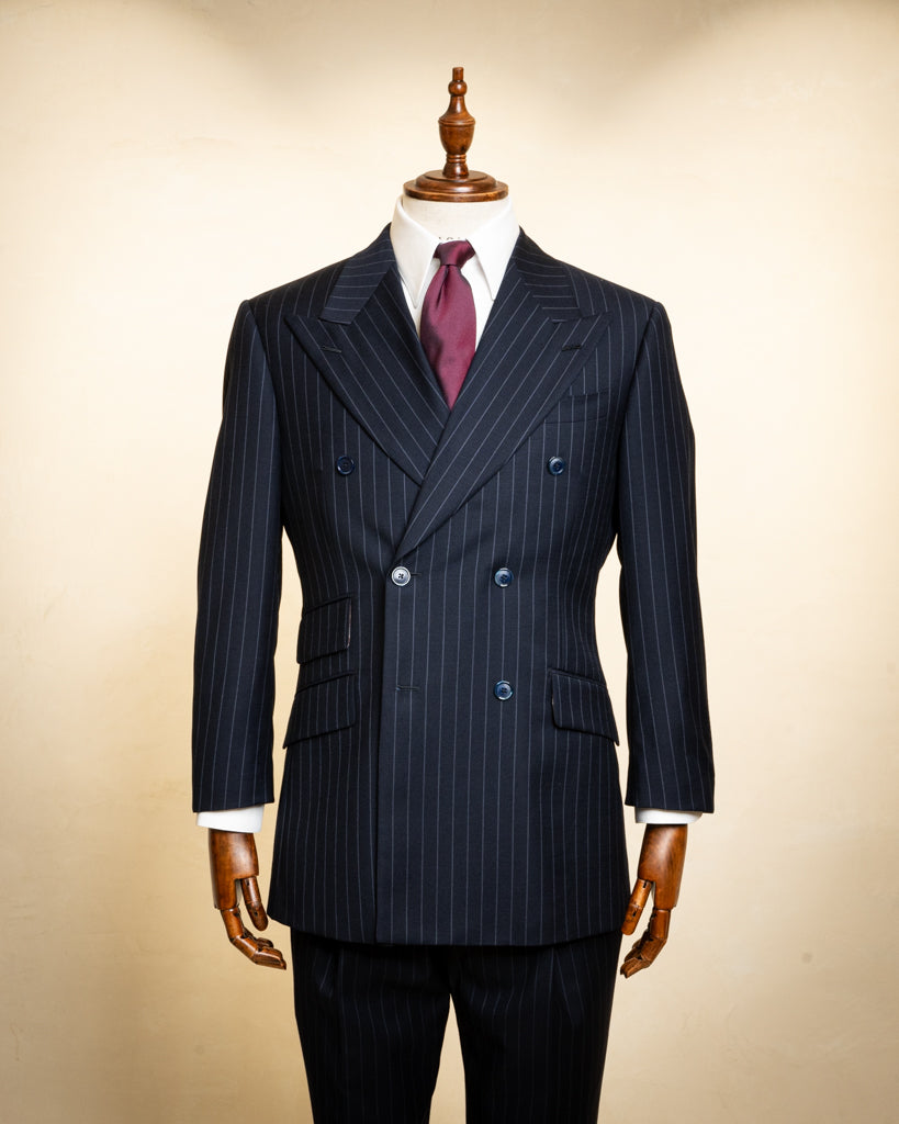 Abito Canova Gessato Blu Scuro